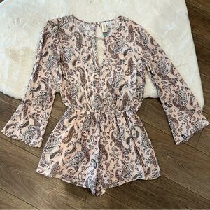 Paisley Print Long Sleeve Romper Size Small